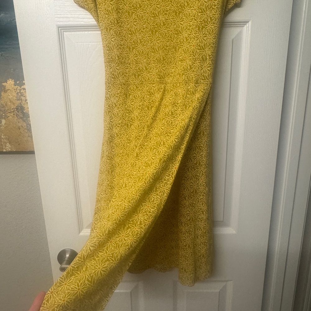 Toad&Co Yellow Floral Wrap Midi Dress Boho Summer Travel Casual Size M - Picture 9 of 10